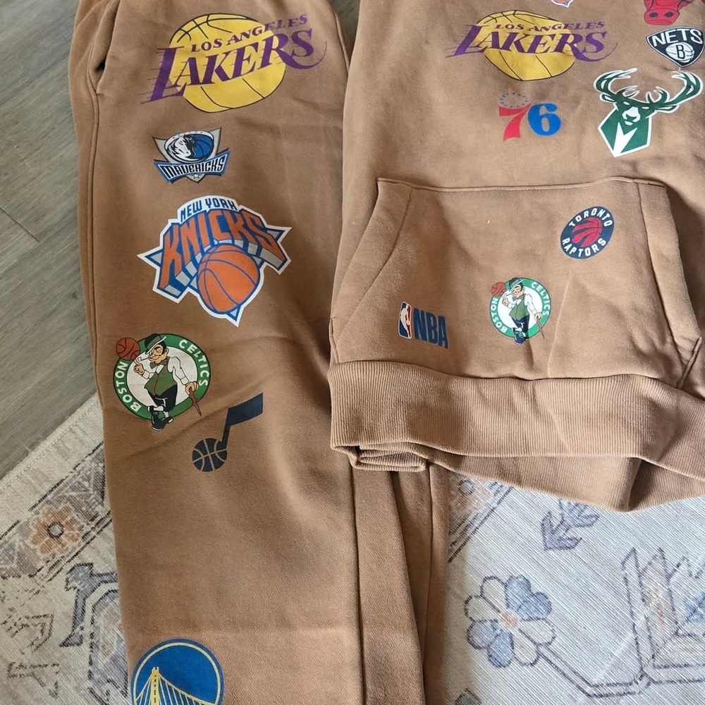 Hollister Brown NBA Logo Joggers